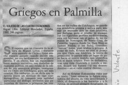 Griegos en Palmilla  [artículo] Ignacio Valente.
