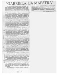 "Gabriela, la maestra"  [artículo] Omar Monroy.