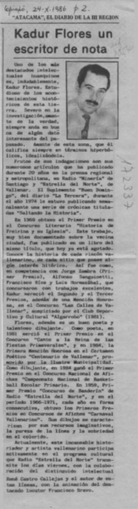Kadur Flores un escritor de nota