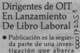 Dirigentes de OIT en lanzamiento de libro laboral  [artículo].
