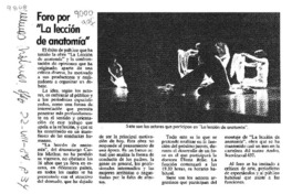 Foro por "La lección de anatomía"  [artículo].