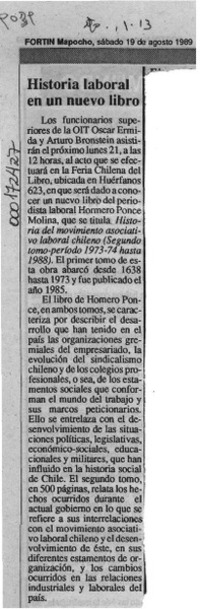 Historia laboral en un nuevo libro  [artículo].