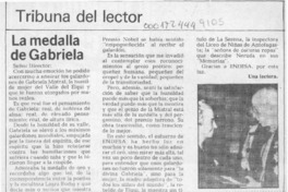 La Medalla de Gabriela  [artículo].