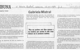 Gabriela Mistral  [artículo] Federico Tatter.