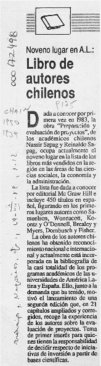 Libro de autores chilenos  [artículo].