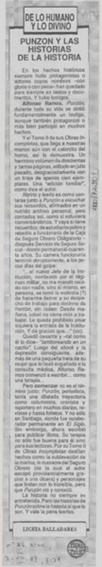 Punzón y las historias de la historia  [artículo] Ligeia Balladares.