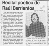 Recital poético de Raúl Barrientos  [artículo].