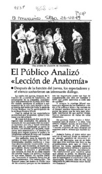 El Público analizó "Lección de anatomía"  [artículo].