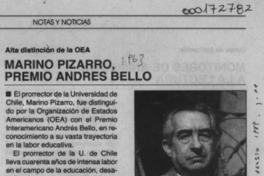 Marino Pizarro, premio Andrés Bello  [artículo].