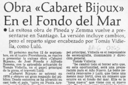 Obra "Cabaret Bijoux" en el fondo del mar  [artículo].