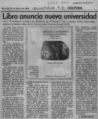 Libro anuncia nueva universidad  [artículo] Rodolfo Gambetti.