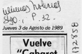 Vuelve "Cabaret Bijou"  [artículo].