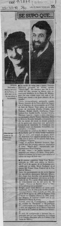 Se supo que --  [artículo].