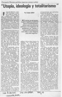 Utopía, ideolog?a y totalitarismo  [artículo] Juan Yrarrázaval.