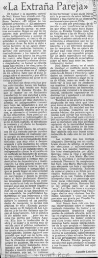 "La extraña pareja"  [artículo] Agustín Letelier.