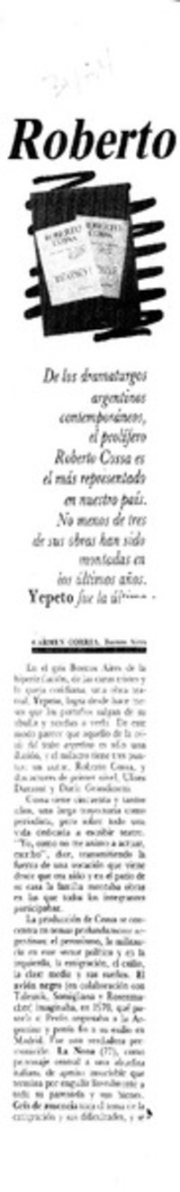 Roberto Cossa, un militante del teatro  [artículo] Carmen Correa.
