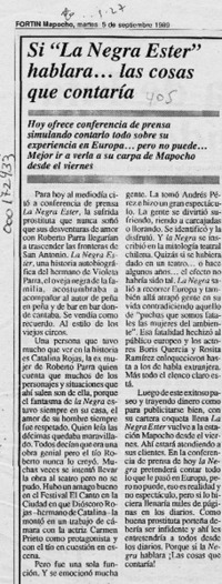 Si "La negra Ester" hablara -- las cosas que contaría  [artículo].