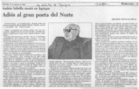 Adiós al gran poeta del Norte