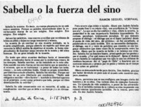 Sabella o la fuerza del sino  [artículo] Ramón Seguel Vorpahl.