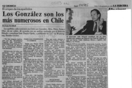 Los González son los más numerosos en Chile  [artículo] Irene Strodhoff.