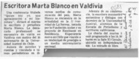 Escritora Marta Blanco en Valdivia