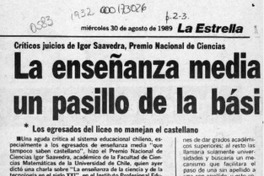 La enseñanza media no es más que un pasillo de la básica a la Universidad  [artículo].