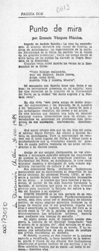 Punto de mira  [artículo] Ernesto Vásquez Méndez.