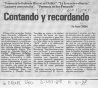 Contando y recordando  [artículo] Pedro Crespo.