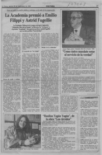 La Academia premió a Emilio Filippi y Astrid Fugellie  [artículo].