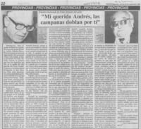 "Mi querido Andrés, las campanas doblan por ti"