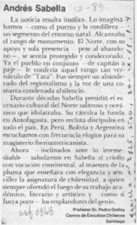 Andrés Sabella  [artículo] Pedro Godoy.