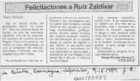 Felicitaciones a Ruiz Zaldívar  [artículo] Sergio Ricardo Herrera E.