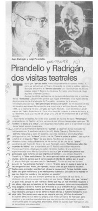 Pirandello y Radrigán, dos visitas teatrales  [artículo] Calvero.