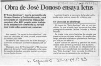 Obra de José Donoso ensaya Ictus  [artículo].