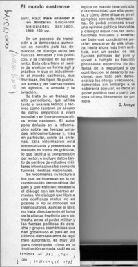 El mundo castrense  [artículo] G. Arroyo.