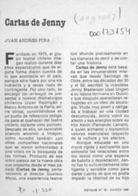 Cartas de Jenny  [artículo] Juan Andrés Piña.