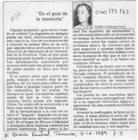 "En el país de la memoria"  [artículo] Cecilia Castaings Gana.