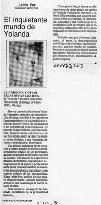 El inquietante mundo de Yolanda  [artículo] Gregorio Angelcos.