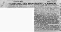 "Historia del movimiento laboral"  [artículo].