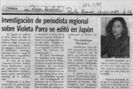 Investigación de periodista regional sobre Violeta Parra se editó en Japón