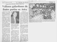 Valiosos galardones de ilustre poetisa en Arica  [artículo].