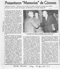 Presentaron "Memorias" de Cánovas  [artículo].