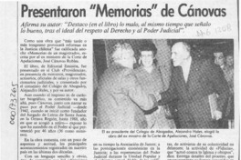 Presentaron "Memorias" de Cánovas  [artículo].