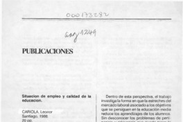 Situación de empleo y calidad de la educación  [artículo] G. G. N.