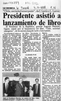 Presidente asistió a lanzamiento de libro  [artículo].