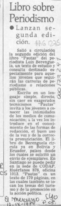 Libro sobre periodismo  [artículo].