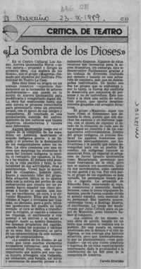 "La sombra de los dioses"  [artículo] Carola Oyarzún.