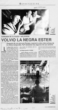 Volvió la negra Ester  [artículo] Marietta Santi.