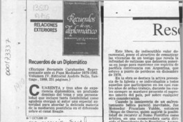 Recuerdos de un diplomático  [artículo] Sonia Quintana.