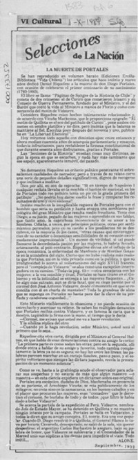 La muerte de Portales  [artículo] Alone.